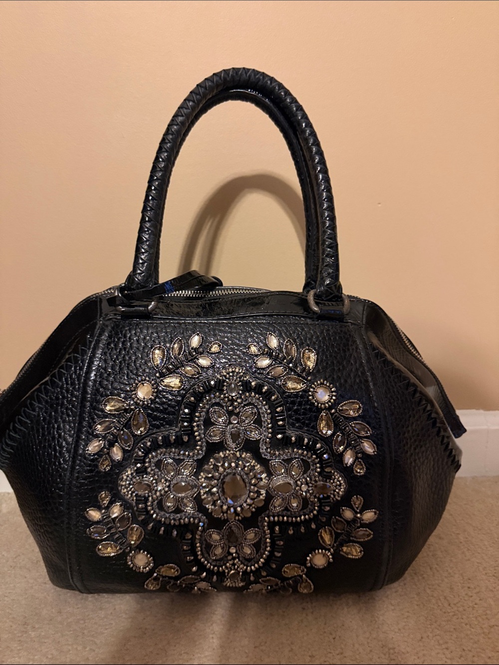 Brighton Black Embellished Satchel